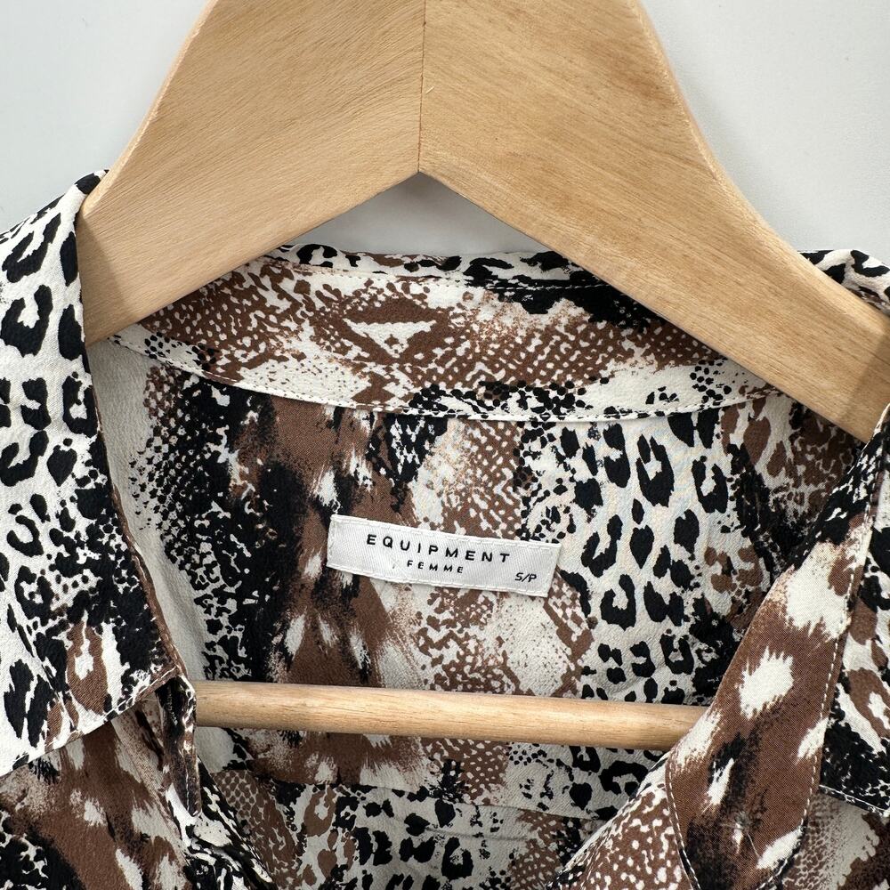 EQUIPMENT FEMME Silk Animal Print Button Down Shirt Dress // S - Picture 3 of 10